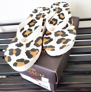 Coach leopard rubber wedge sandals
